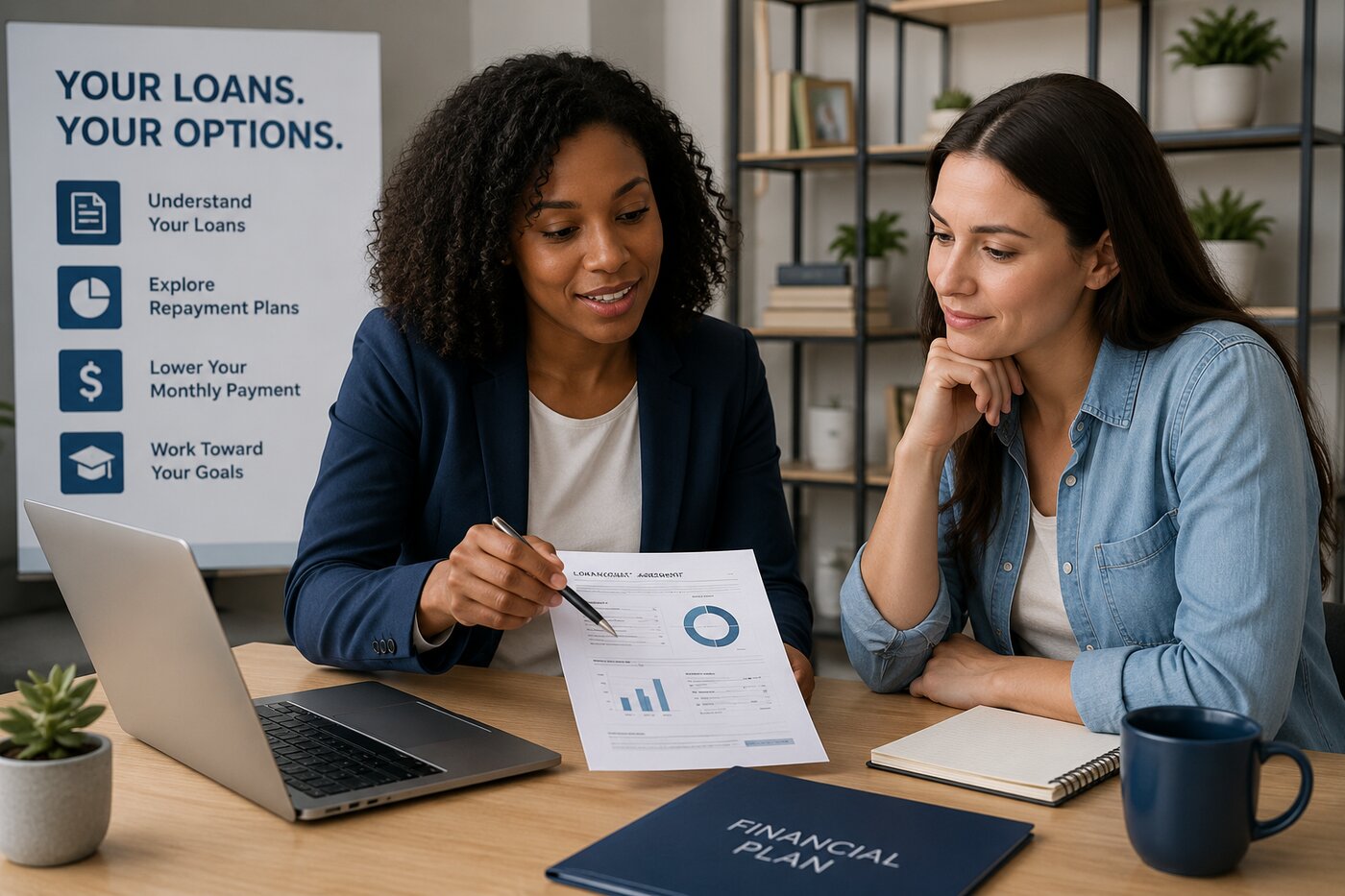 Borrower Options Advisor helping a student review their options