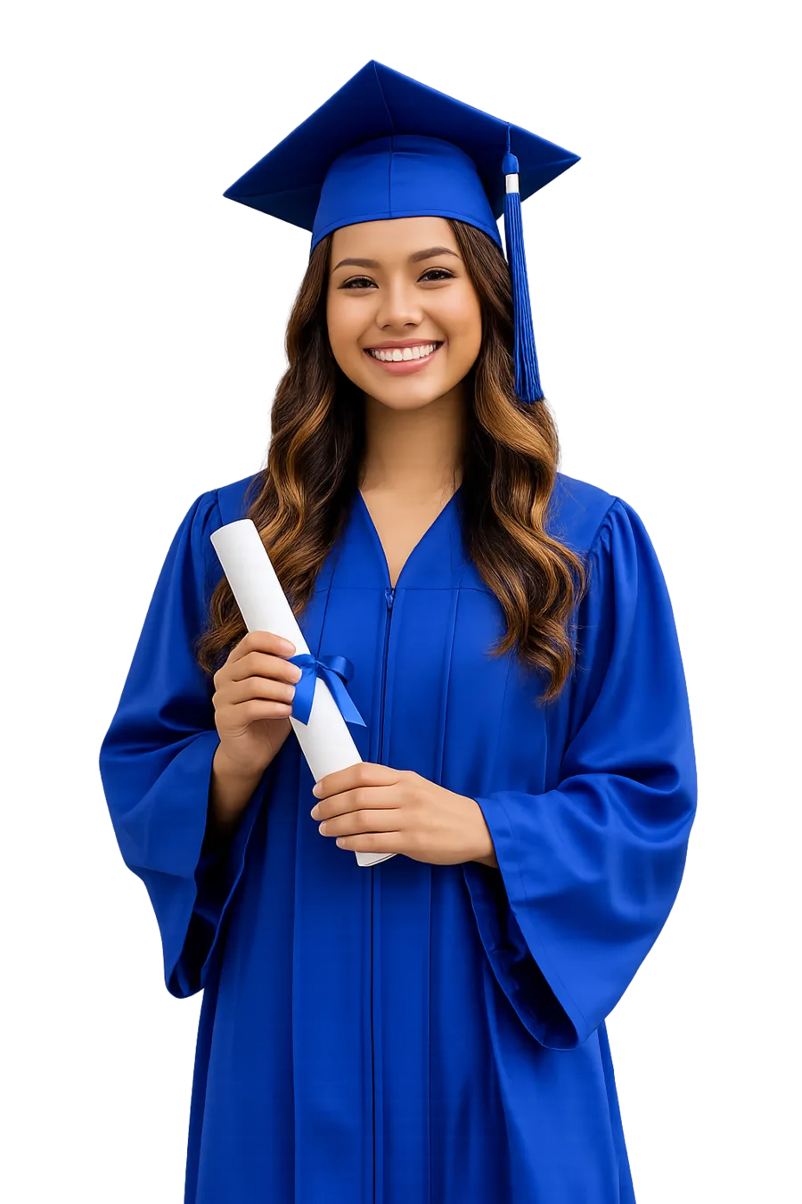 College graduate holding her diploma